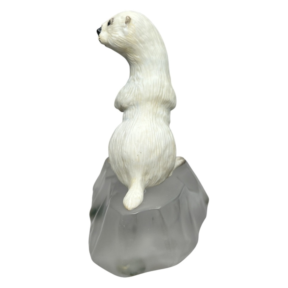 VTG Sea Pup Otter Figurine Porcelain Crystal Ice 1989 Winter Snow Holiday Gift - Picture 5 of 13